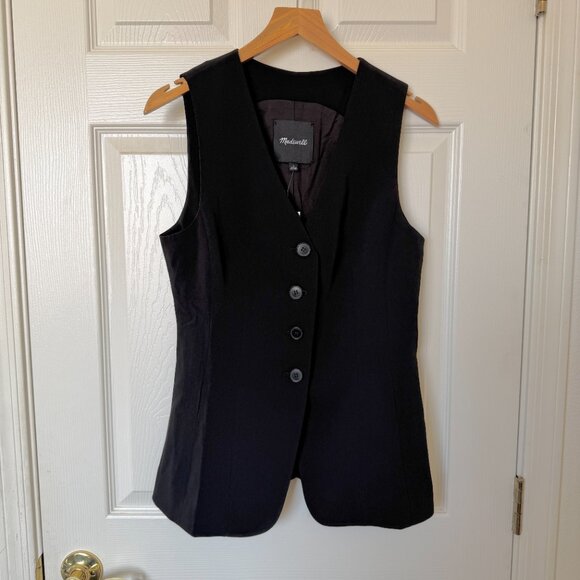 Madewell Cutaway Long Vest - NWT (4, Black) - Picture 7 of 12